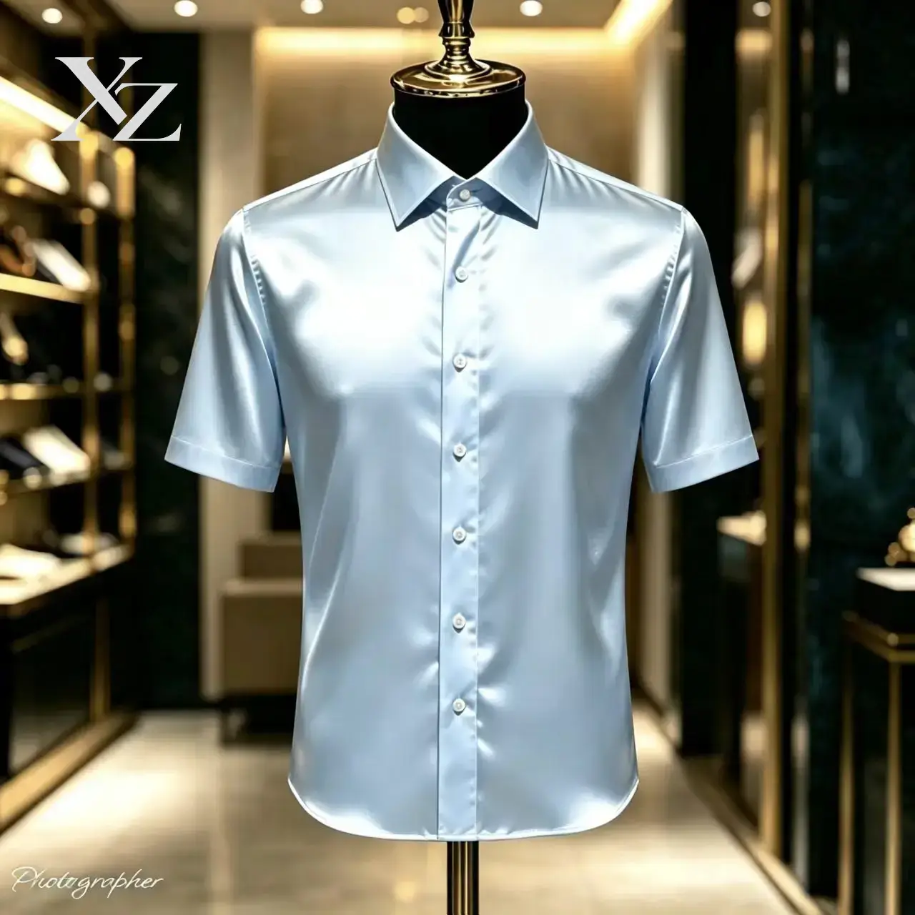 Mens Satin Silk Dress Shirt - เสื้อเชิ้ตผู้ชายทรงเข้ารูป แขนสั้น ผ้าซาตินสีพื้น ให้สัมผัสเงางาม – สินค้าขายดี