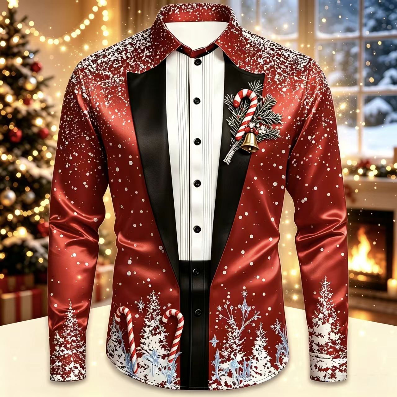 Men Christmas Satin Long Sleev - Mens Satin Silk Dress Shirt บทวิจารณ์และราคา