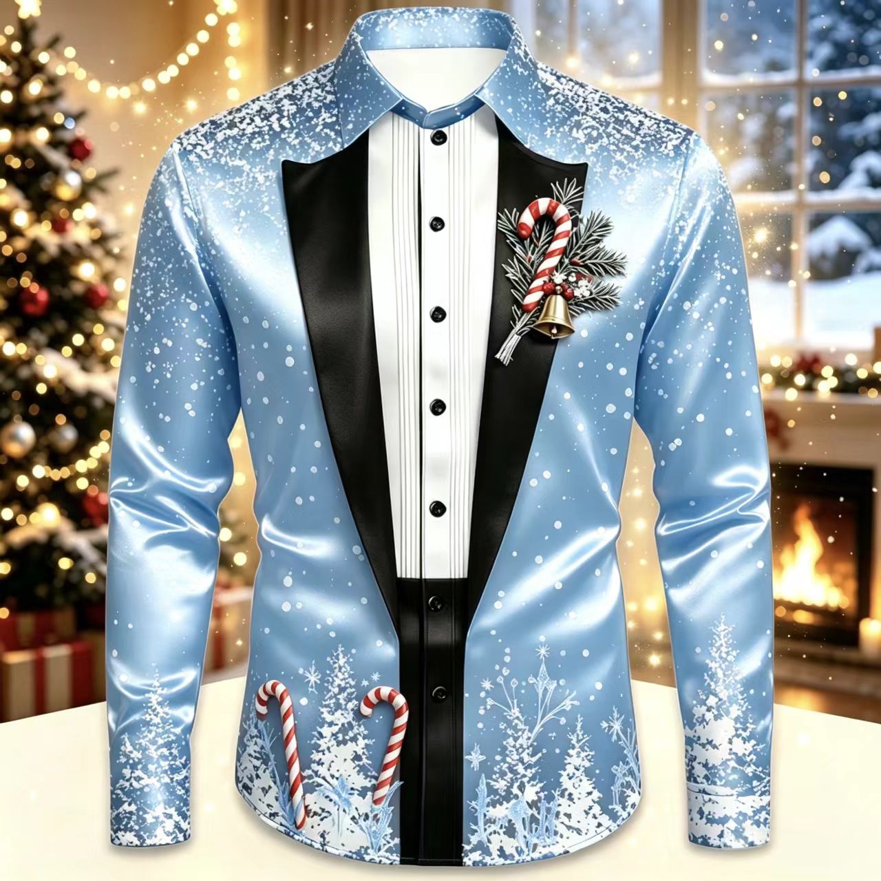Men Christmas Satin Long Sleev - Mens Satin Silk Dress Shirt บทวิจารณ์และราคา