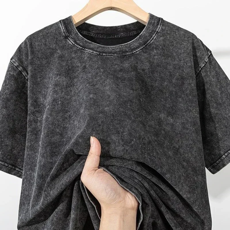 เสื้อยืดโอเวอร์ไซส์ลายกราฟิกผ้ - Acid Wash Vintage Graphic T Shirt บทวิจารณ์และราคา