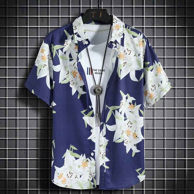 เสื้อชายหาดฮาวาย เสื้อเชิ้ตลํา - Vintage Hawaiian Floral Shirt บทวิจารณ์และราคา