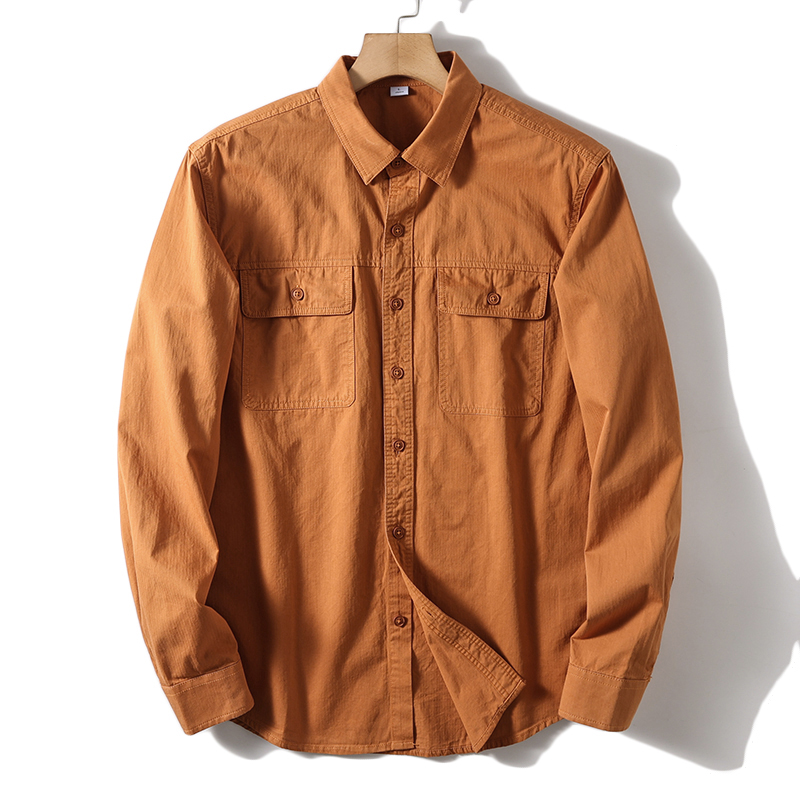 เสื้อเชิ้ตแขนยาวมีกระเป๋าคู่สี - Oxford Cotton Casual Shirt Business บทวิจารณ์และราคา