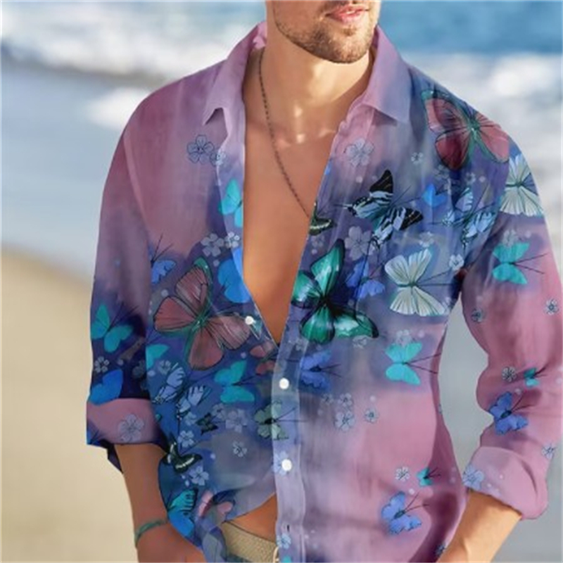 เสื้อฮาวายผีเสื้อเสื้อพิมพ์ลาย - Vintage Hawaiian Floral Shirt บทวิจารณ์และราคา