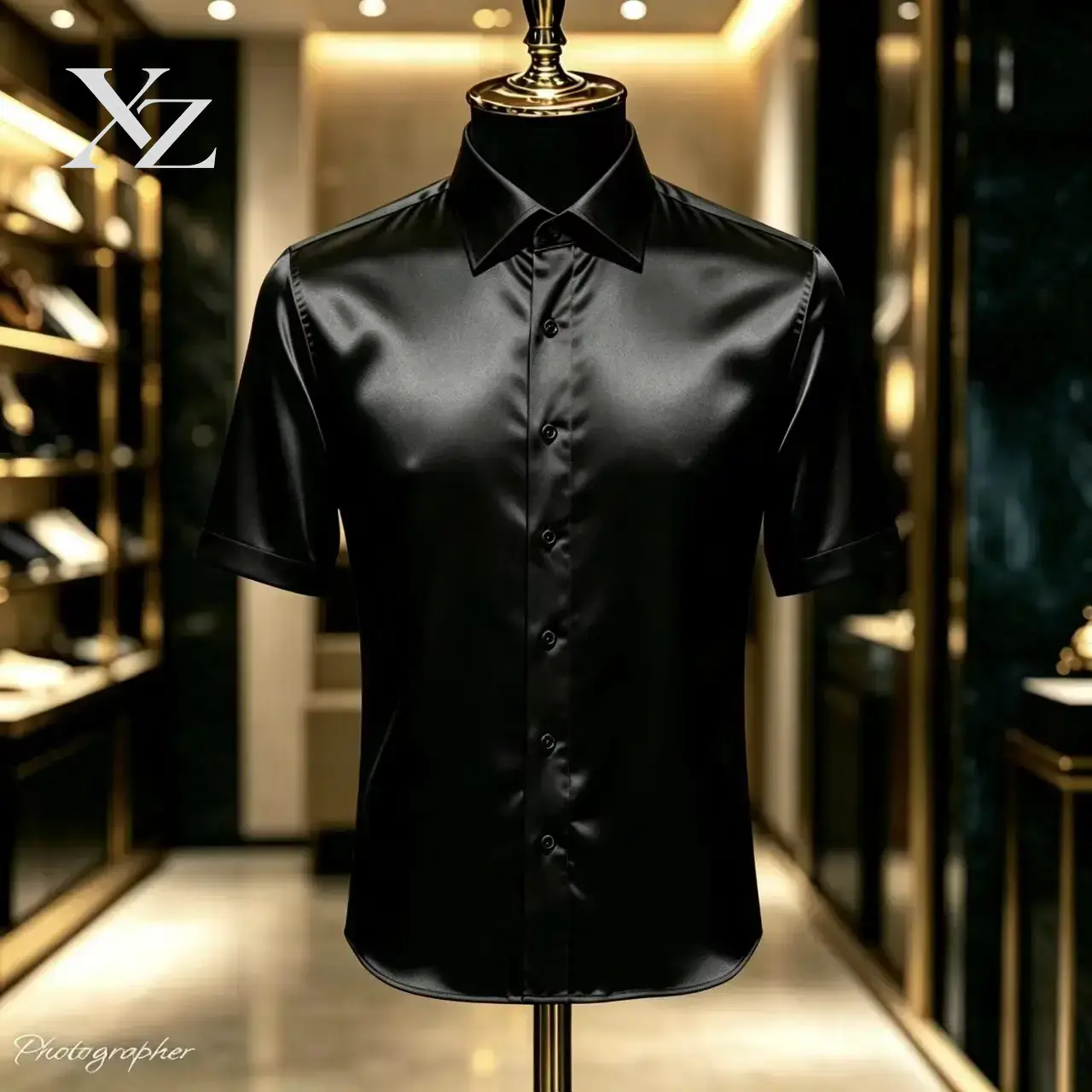 เสื้อเชิ้ตผู้ชายทรงเข้ารูป แขน - Mens Satin Silk Dress Shirt บทวิจารณ์และราคา
