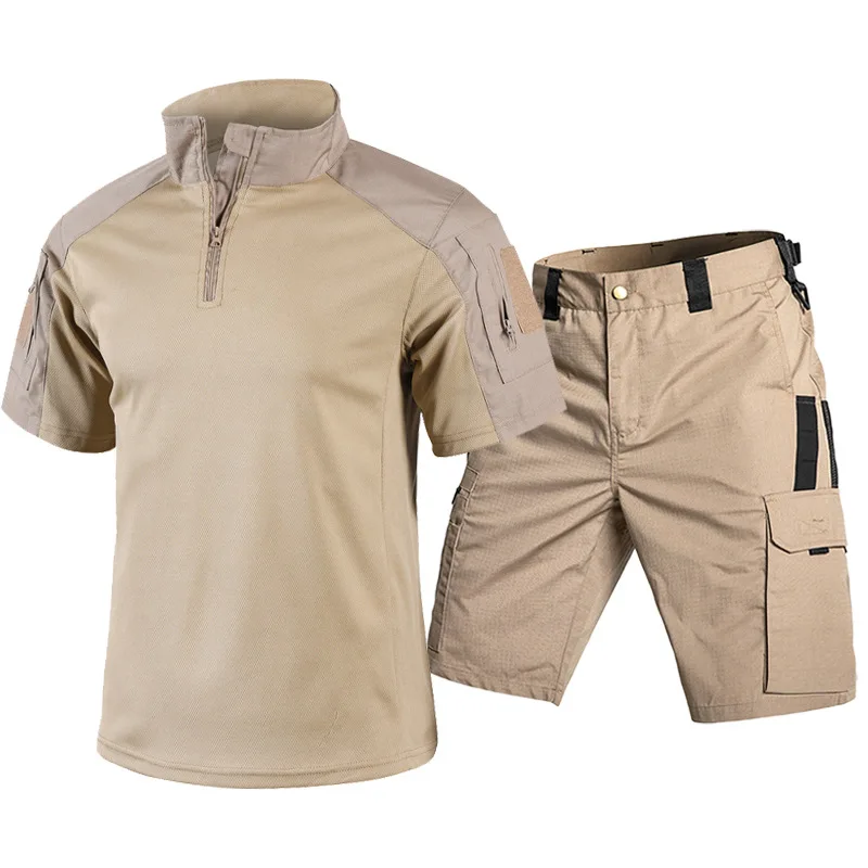 ชุดเสื้อยืดแขนสั้นและกางเกงขาส - Tactical Military Shirt Cargo บทวิจารณ์และราคา