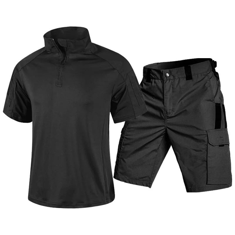 ชุดเสื้อยืดแขนสั้นและกางเกงขาส - Tactical Military Shirt Cargo บทวิจารณ์และราคา