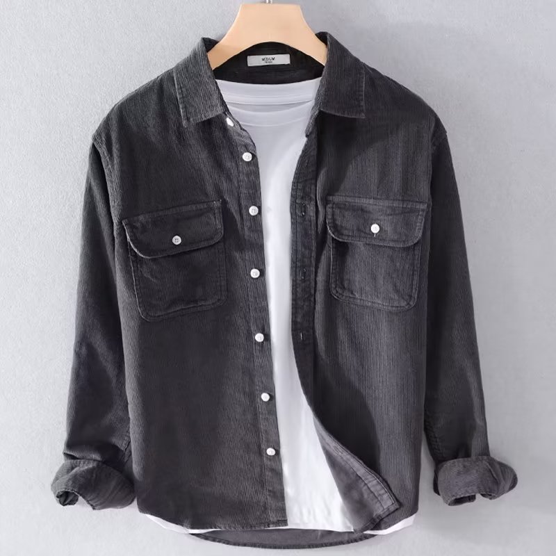 เสื้อเชิ้ตผ้าคอร์ดูรอยสำหรับผู - Corduroy Button Up Shirt Men บทวิจารณ์และราคา